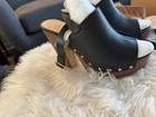 shoedazzle Women's Black Studded Open Toe Ankle Strap Wedge Sandals US 9 — photo 4