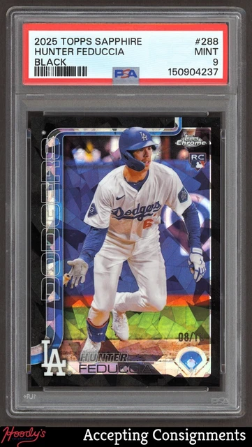 2025 Topps Chrome Sapphire Black Refractor Hunter Feduccia RC ROOKIE 08/10 PSA 9
