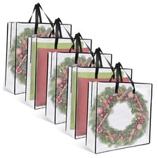 5 Pack Wreath Storage Bag, 25.6 Inch Christmas Wreath Storage Container, Clear