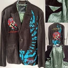 Christian Audigier Ed Hardy Blazer Jacket Rare Velvet Pinstripe Size M