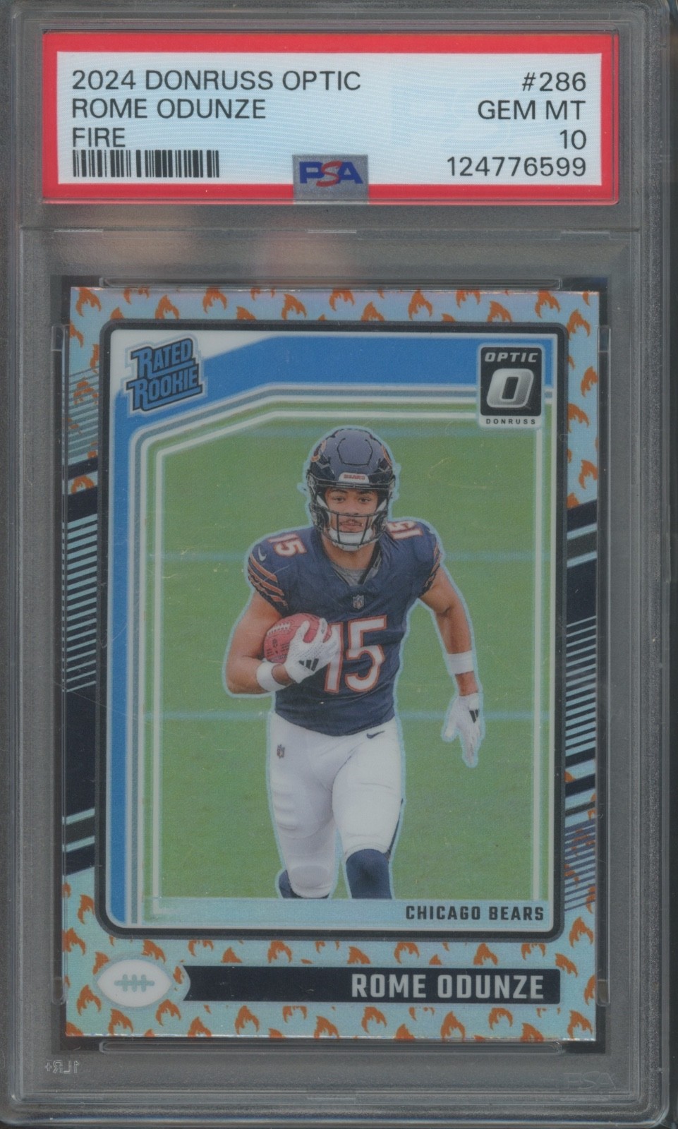 2024 Panini Donruss Optic Football Rome Odunze #286 RC Rookie Fire PSA 10