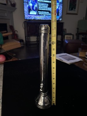 Vintage Wizard 5 D-Cell Flashlight Silver Metal Construction  USED 14 LONG Parts