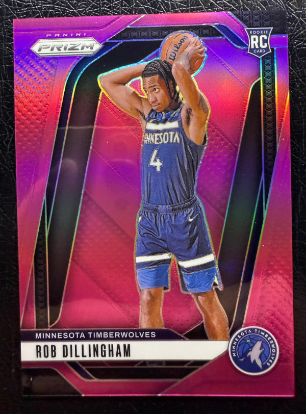 Rob Dillingham 2024-25 Panini Prizm Basketball 076/249 Pink RC Timberwolves #250