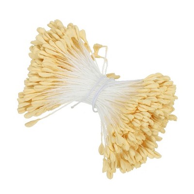 340Pcs 2.5mm Double Heads Flower Stamen Artificial Flower Pistil Light Yellow