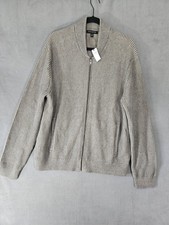 NWT Banana Republic Mens XL Cotton Cardigan Sweater Taupe Full Zip Rib Heavy