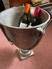 VERY LARGE HEAVY CHAMPAGNE / WINE  ICE BUCKET STAGS HORNS URN TYPE 17" TALL USED