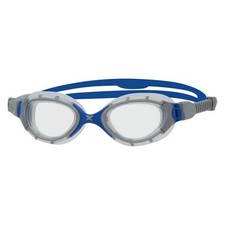 Zoggs Predator Flex Curved Swim Goggles, Gray/Blue/Clear, Small