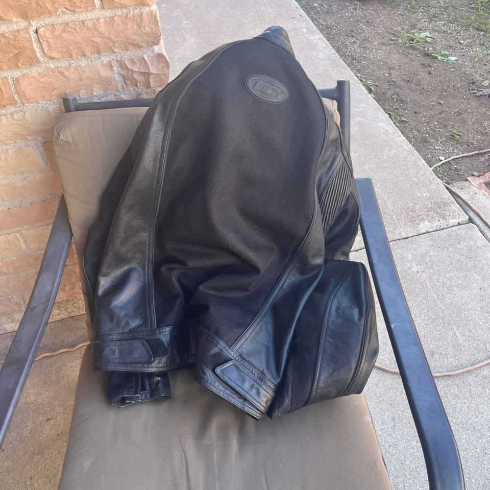 Chaqueta de moto acolchada de malla de cuero negra Bilt BLL4 talla 42/con forro Foto 2 de 4