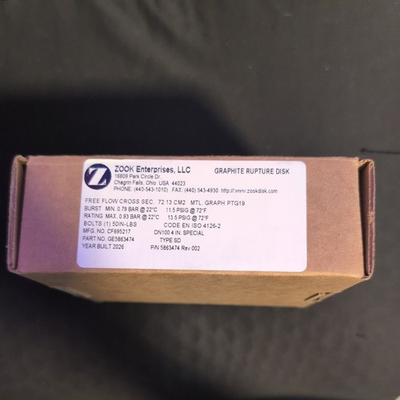 #ad Zook Enterprises LLC 4 Inch Sanitary Disk Graphite Rupture Disk $65.00
