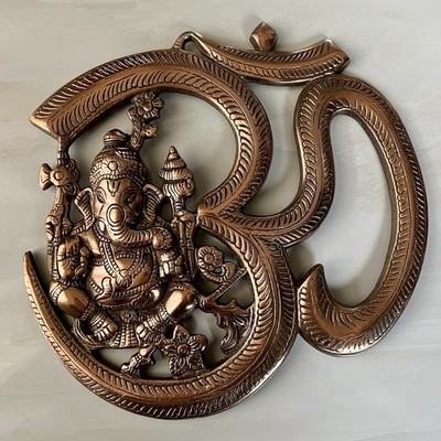 Ganesha Om Symbol Wanddekoration Metall Kupfer Home Deco Indisch Yoga Wandbehang
