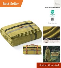 100 Wool Blanket, 62" x 86", Warm, Thick, Washable, Military Wool Blanket, Grea