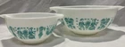 2 Pyrex Amish Butterprint Mixing Bowls #12 Turquoise , #27 White