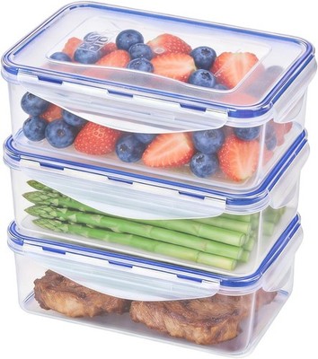 EASYLOCK 3 PACK 1,15L Kunststoff Frischhaltedosen Set mit Deckel, Meal Prep
