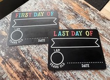 First  Last Day of School Chalkboard Signs Reusable Photo Prop Set 12  x 9  