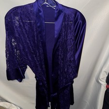 Vintage Gold Label Victoria's Secret Purple Lace Kimono Short Robe One Size
