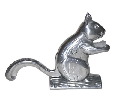 Squirrel Nutcracker Nut Cracker Mechanical Cast Aluminum Silver Color Figural