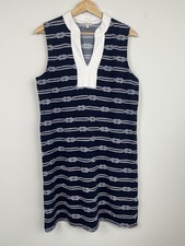 Talbots navy & white sleeveless nautical rope print shift style dress, medium.