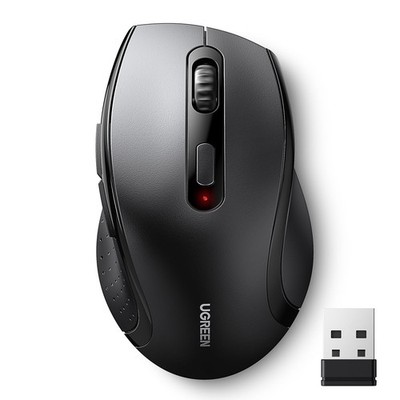 UGREEN 2.4GHz Wireless Mouse Ergonomic 1600 DPI USB Receiver Compatible Black 