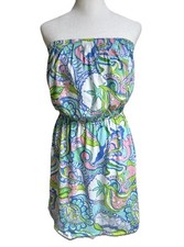 Lilly Pulitzer Windsor Strapless Jersey Dress Womens M Coastal Print