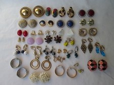32-Pair Lot Vintage to Modern All Clip-On Earrings Mixed Styles Colors Sizes