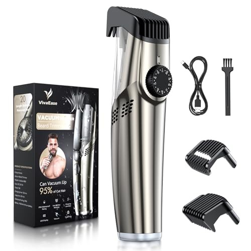 VIVAEASE VACUUM BEARD TRIMMER FOR MEN, UPGRADE ADJUSTABLE LE
