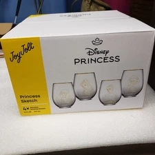 Disney Princess Sketch Stemless Drinking Glasses  By Joy Jolt