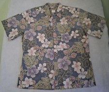 Mens Cooke Street Hawaiian short sleeve shirt cotton 2XL floral blue