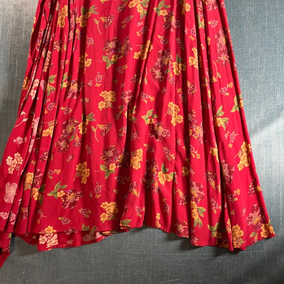 Falda envolvente para mujer Eddie Bauer talla 10 roja floral boho midi festival de verano rayón Foto 3 de 4