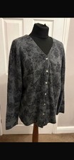 Sarah Spencer Lammwolle Angora Kaninchenhaar Mischung 1X Strickjacke Knopfleiste Grau