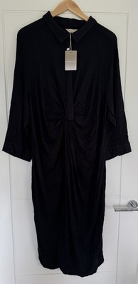 Anthology schwarzes Midikleid mit Bindeband vorne - Jersey-Stoff UK Größe 28