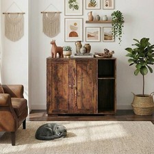 Litter Box Enclosure Cat Cabinet with Power Outlet and Scratching Mat End Table