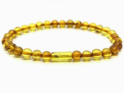 AMBER BRACELET Gift Insect Inclusion Barrel Round Beads Baltic Insects 3,6g13015