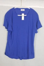 Michael Stars Los Angeles S Tee Slub Gauze Flutter Sleeves Blue Hi Lo Curved Hem