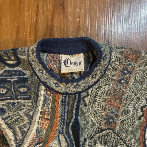 COOGI Classic Australia Authentic Knit Sweater Men Green Medium Linen Cotton - Picture 3 of 8