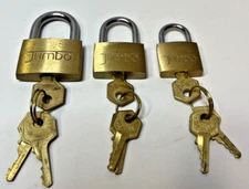3x Small Metal Padlock Mini Brass Tiny Box Travel Locks 3 Key ea 30/25/20mm