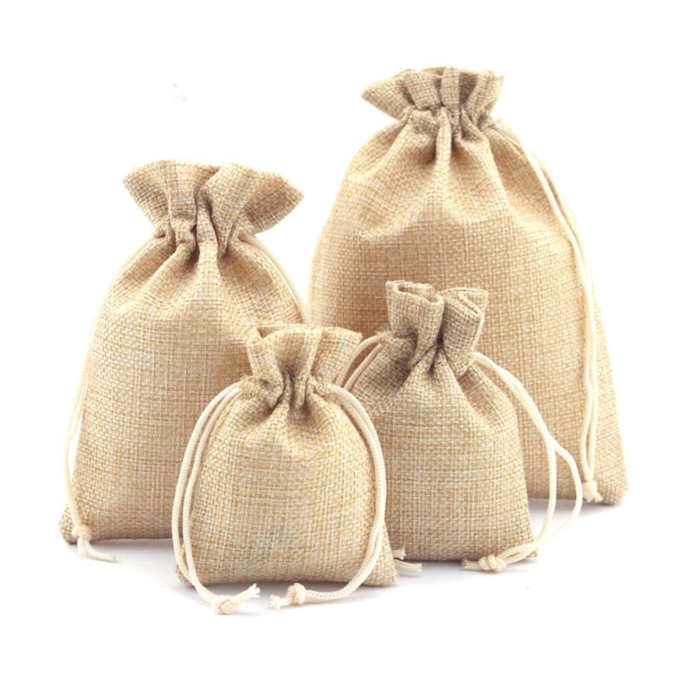 50PCS Burlap Gift Bags with DrawstringLinen Burlap Bags Candy Bags