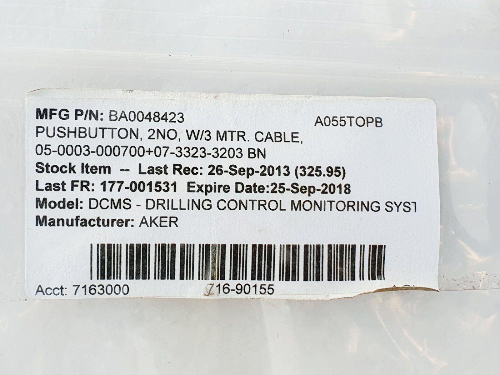 BARTEC 07-3323-3203 Pushbutton Contact Switch Module # NEW