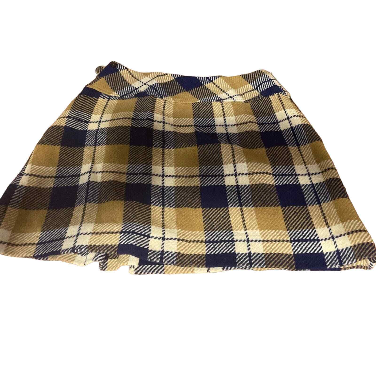 Vintage Tartan Tan & Blue Plaid Wool Pleated Scot… - image 5