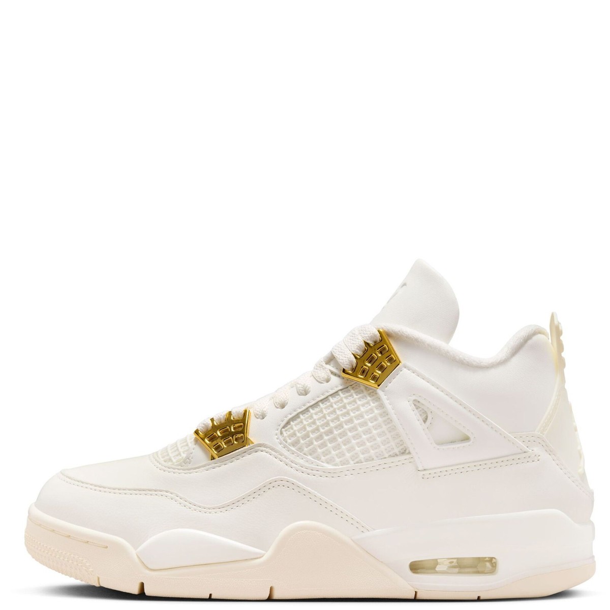 Size 11.5 - Women's Air Jordan 4 Retro Metallic Gold White Brand