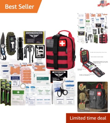 250-Piece Compact Survival First Aid Kit with Molle Pouch - Outdoor Essentials