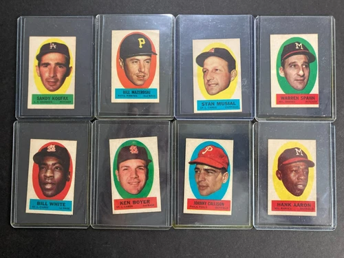 1963 Topps Baseball Peel Offs Lot Koufax Aaron Musial Spahn GOOD