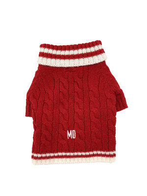 Mark and Graham Knit Dog Sweater Small Red Cable MO mono Wool blend  1