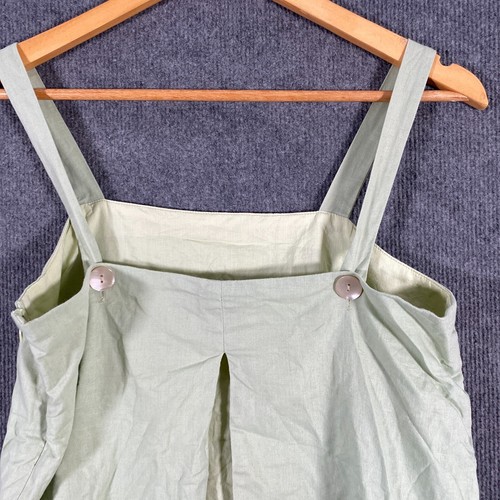 Nude Lucy Top Womens Small Green Crop Blouse Linen Coastal Cocktail Flowy 4C - Picture 12 of 13