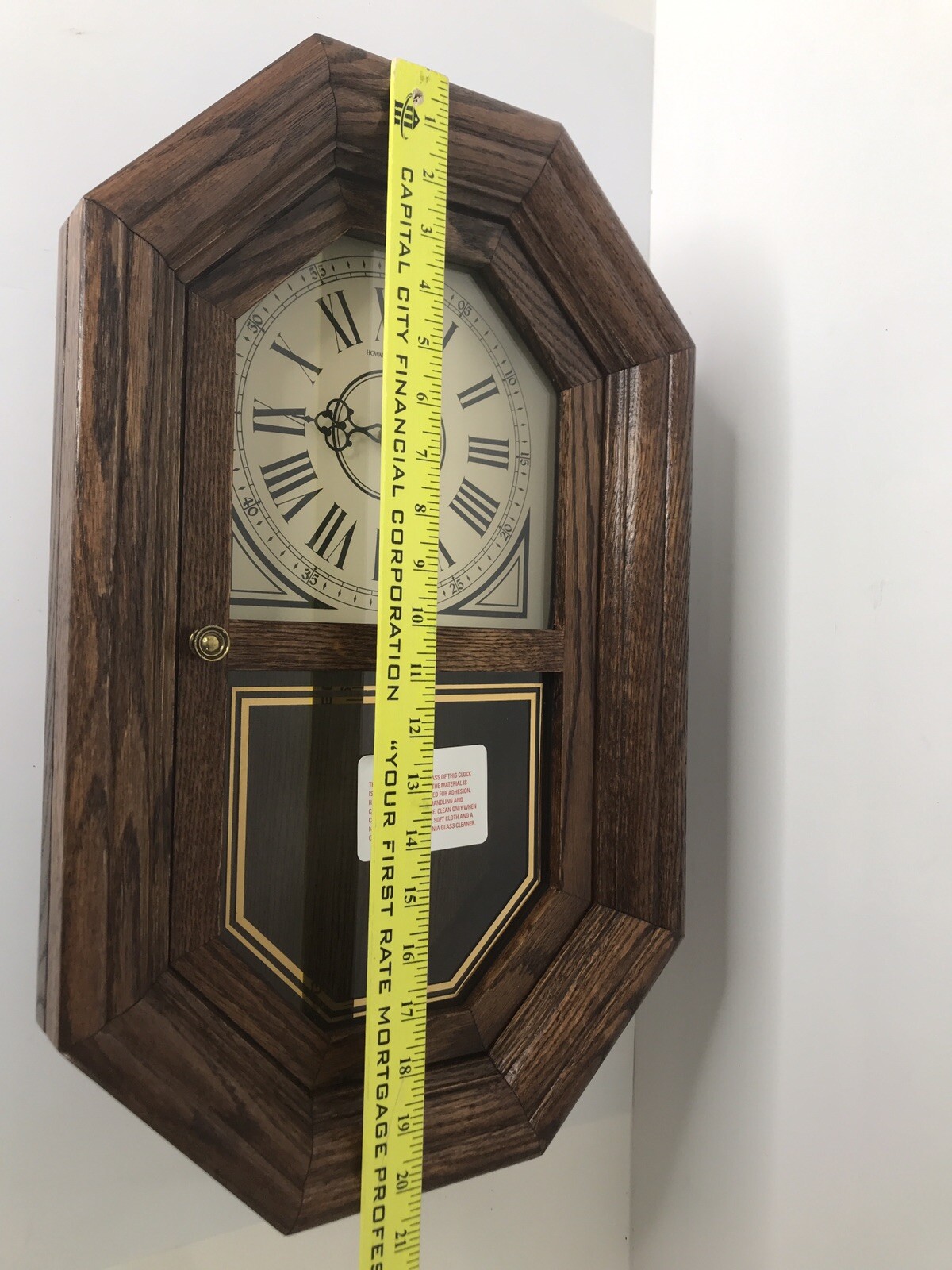 Vintage Howard Miller Chime Wall Clock 612475 Oak with Pendulum NOS