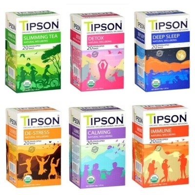 Tipson Natural Organic Wellbeing Herbal Infusions 20 Tea Bags Ebay