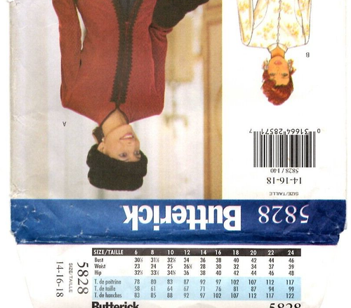 Butterick Sewing Pattern Women's EVENING SKIRT JACKET HAT MUFF 5828 14-16-18 UC - Picture 2 of 4