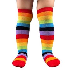 Rainbow Striped Youth Children Kids Fashion Colorful Non-skid Knee High Socks...
