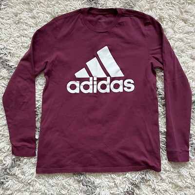 Adidas Essentials Amplifier Long Sleeve T Shirt Men Medium Maroon Logo