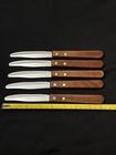 Vtg FORGECRAFT Steak Knives Serrated Stainless Steel Wood Handles Japan SET OF 5 — photo 5