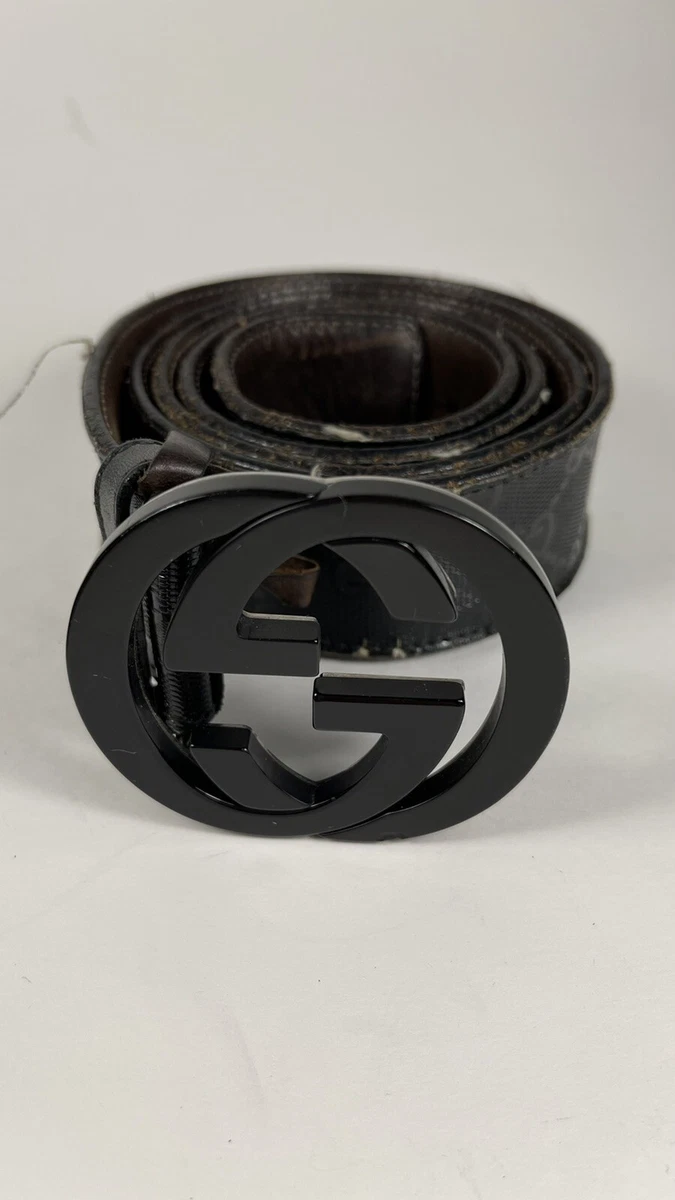 Gucci Belt GG Imprime Interlocking G Black Buckle 1.5 W Black in